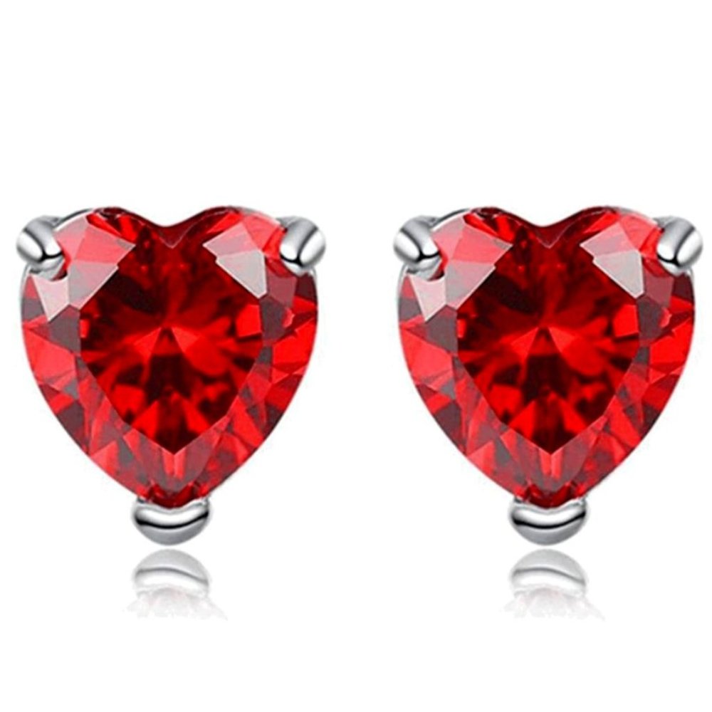 925 Sterling Silver Stud Heart Earrings Timeless Luxury Classic Elegance Hoop - Picture 1 of 2